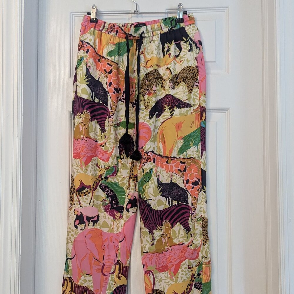 J. Crew Animal Print Satin Pants, Size 4